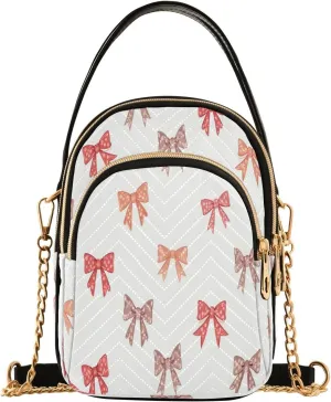 Bow Knots Small Crossbody Bag Functional Multi Pocket Bag Shoulder Handbag
