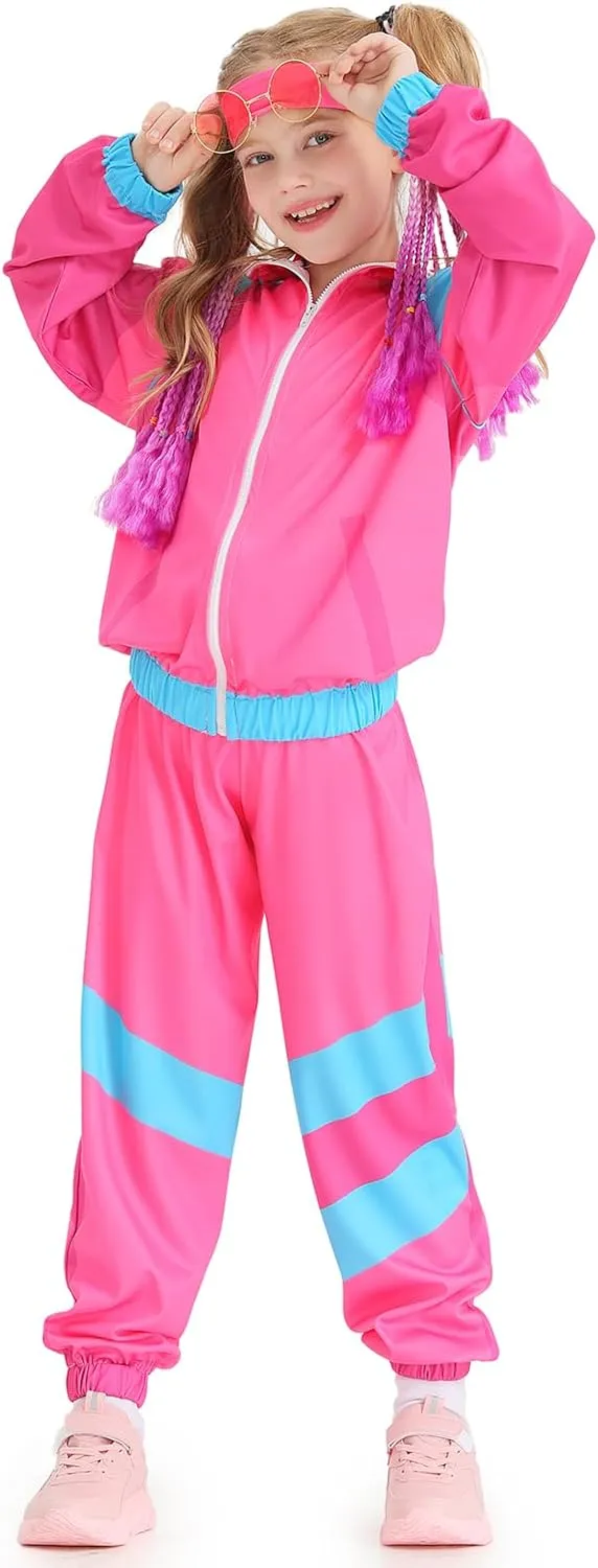 Boys Girls 80s Tracksuit Kids Hip Hop Costume Set Retro Street Dance Sportswear Outfit Kids 60s 70s Party Costume