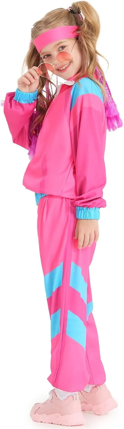 Boys Girls 80s Tracksuit Kids Hip Hop Costume Set Retro Street Dance Sportswear Outfit Kids 60s 70s Party Costume
