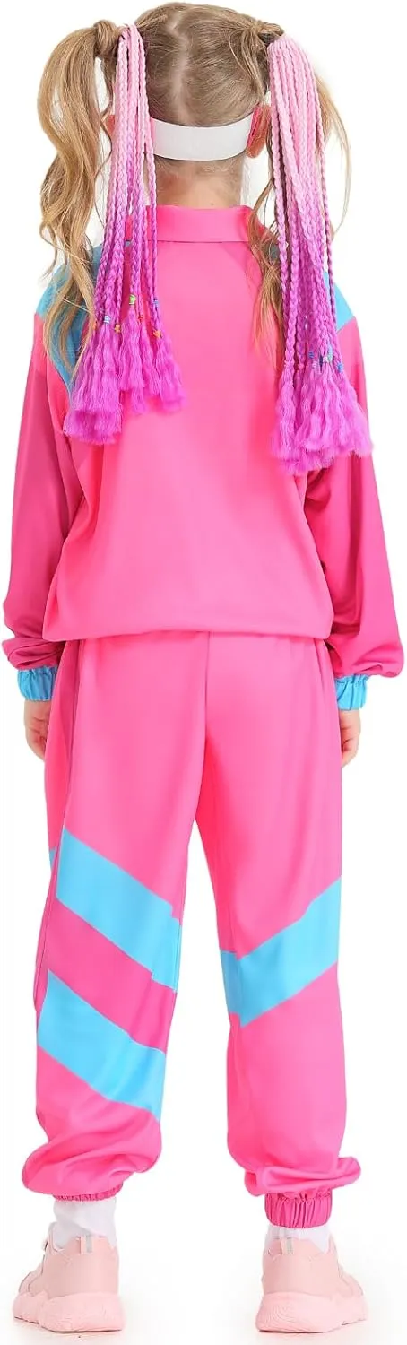 Boys Girls 80s Tracksuit Kids Hip Hop Costume Set Retro Street Dance Sportswear Outfit Kids 60s 70s Party Costume