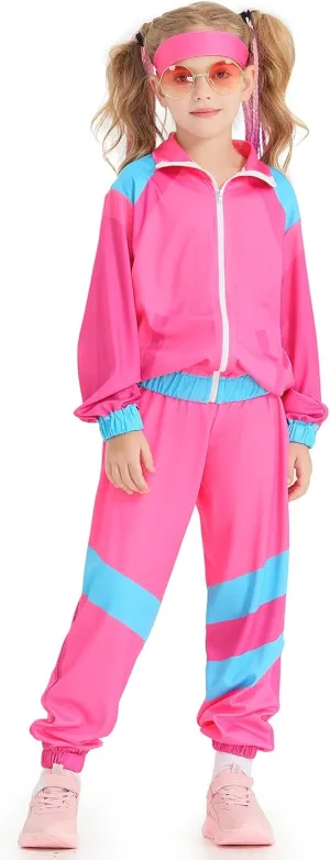Boys Girls 80s Tracksuit Kids Hip Hop Costume Set Retro Street Dance Sportswear Outfit Kids 60s 70s Party Costume