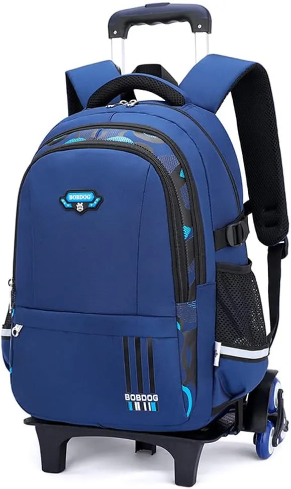 Boys Rolling Backpack Elementary Middle School Students Bookbag with Wheel Teens Trolley Removable Schoolbag
