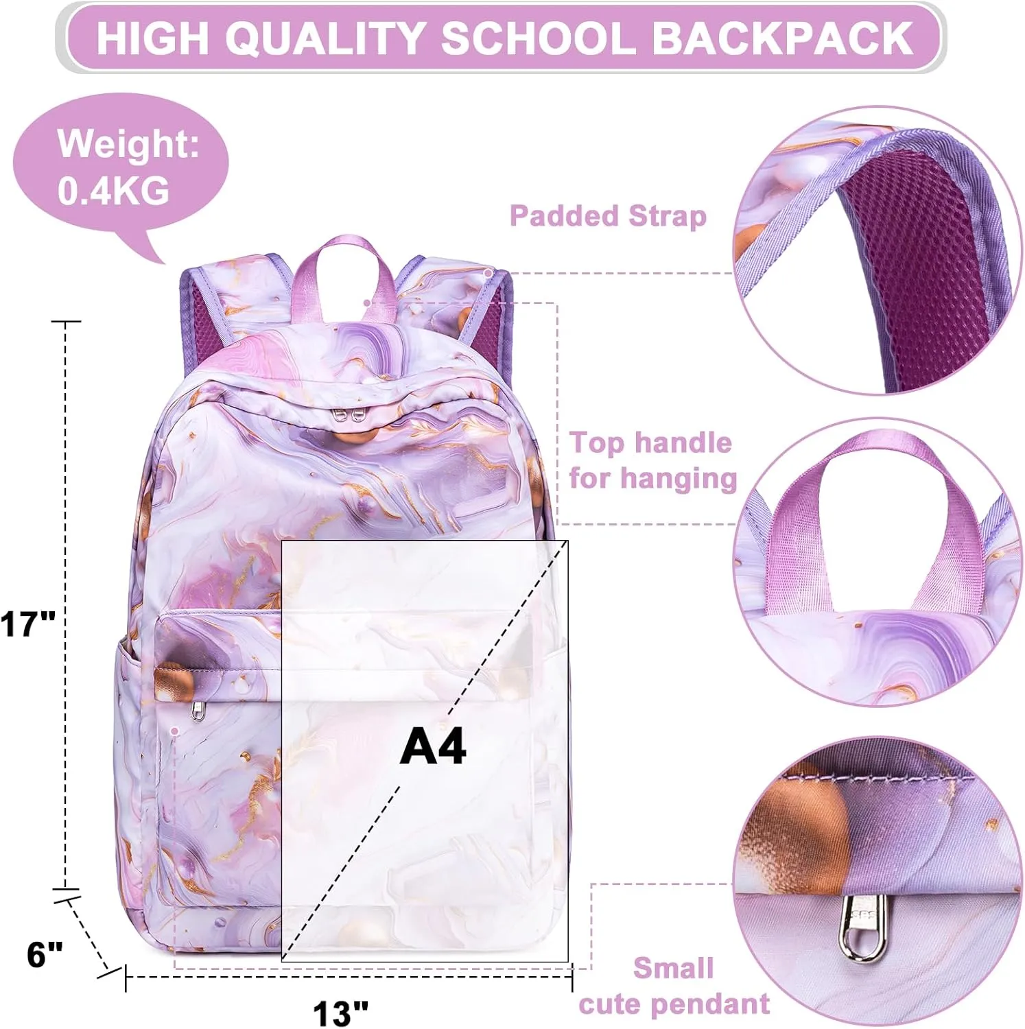 BTOOP Girls School Backpack Galaxy Schoolbag Laptop Bookbag Insulated Lunch Tote Bag Purse Teens Boys Kids