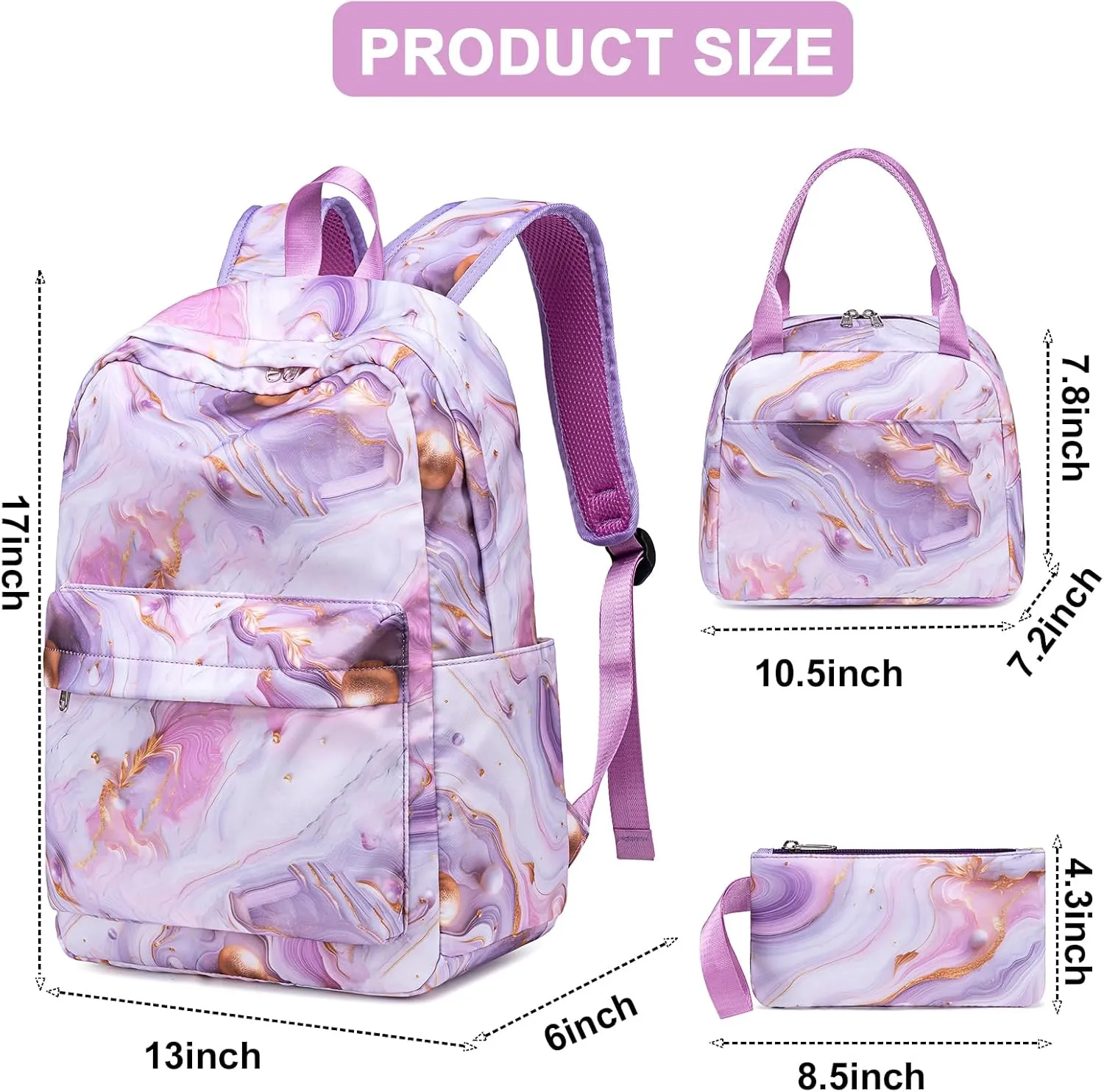 BTOOP Girls School Backpack Galaxy Schoolbag Laptop Bookbag Insulated Lunch Tote Bag Purse Teens Boys Kids