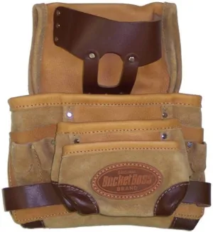 BucketBoss 88783 Leather 3 Tier Nail Bag with Tape Holder
