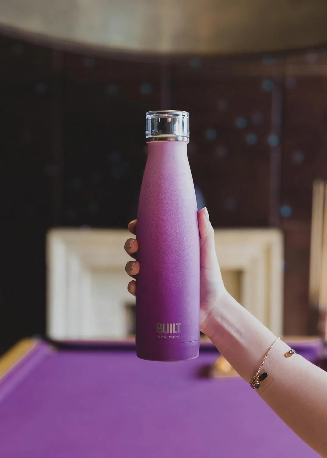 Built Perfect Seal Leakproof Insulated Water Bottle/Thermal Flask, Stainless Steel, 480 ml, Pink/Purple Ombre