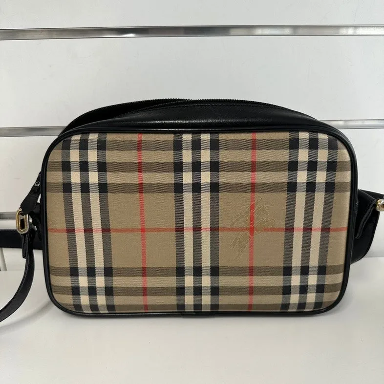 Burberry Check Plaid Beige Crossbody Bag 9363