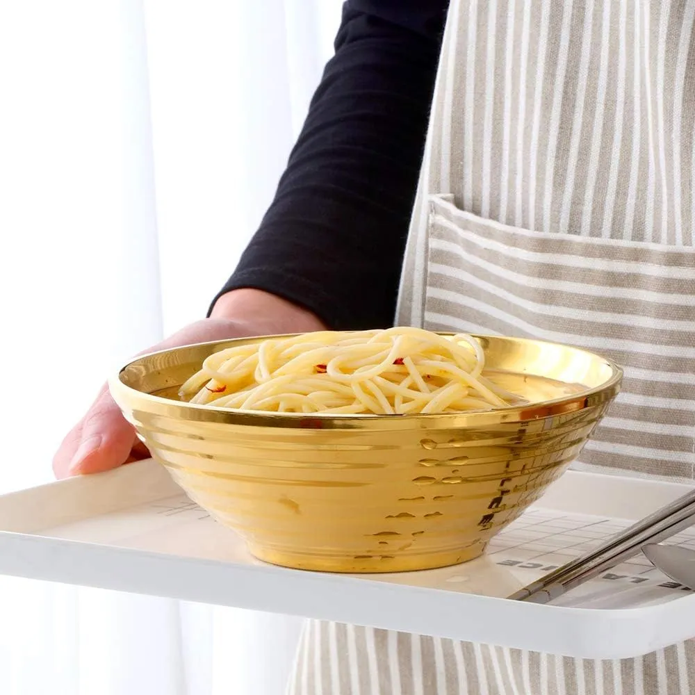Buyer Star Gold Ramen Noodle Soup Bowl,2 PCS Double Layer 18/8 Stainless Steel Bowl(8 inch)
