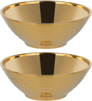 Buyer Star Gold Ramen Noodle Soup Bowl,2 PCS Double Layer 18/8 Stainless Steel Bowl(8 inch)