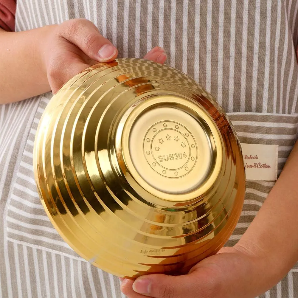 Buyer Star Gold Ramen Noodle Soup Bowl,2 PCS Double Layer 18/8 Stainless Steel Bowl(8 inch)