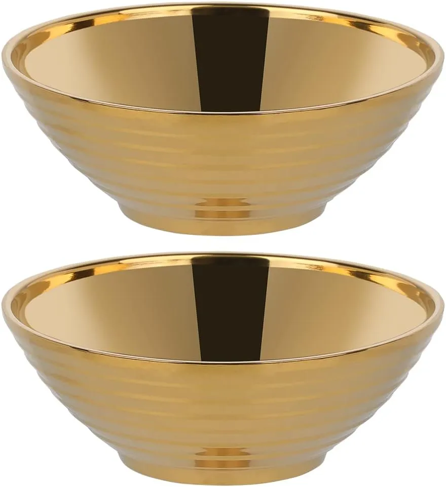Buyer Star Gold Ramen Noodle Soup Bowl,2 PCS Double Layer 18/8 Stainless Steel Bowl(8 inch)