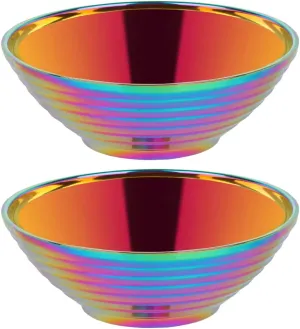 Buyer Star Rainbow Ramen Noodle Soup Bowl,2 PCS Double Layer 18/8 Stainless Steel Bowl(8 inch)