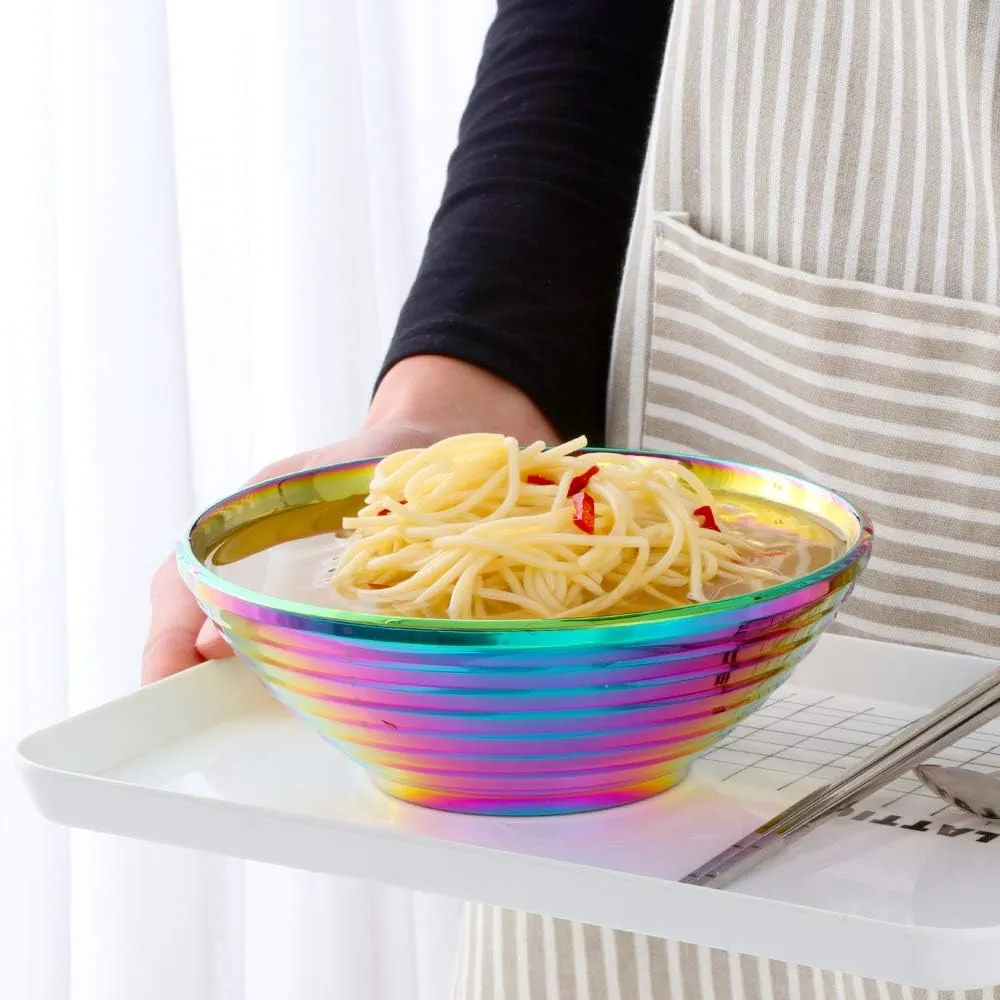 Buyer Star Rainbow Ramen Noodle Soup Bowl,2 PCS Double Layer 18/8 Stainless Steel Bowl(8 inch)