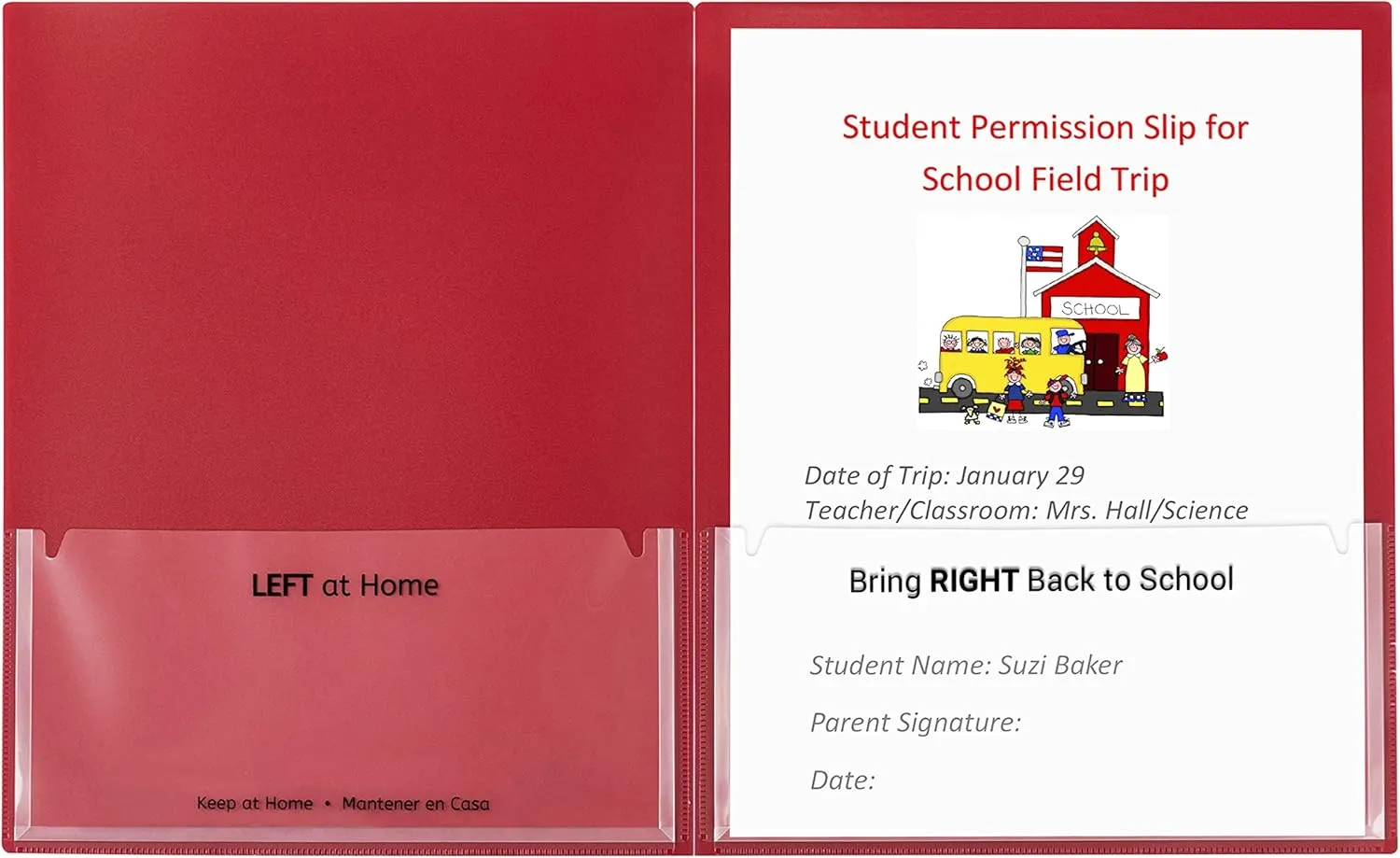 C-Line Classroom Connector School-to-Home Folders, Red, 25 per Box (32004)