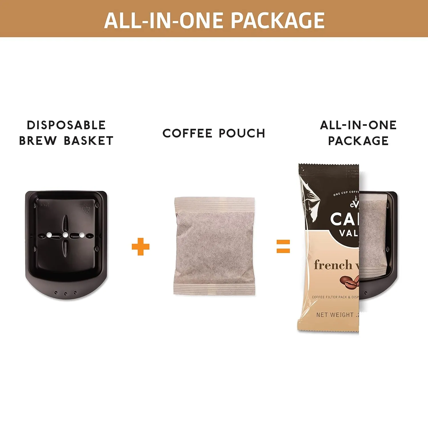 Cafe Valet Single Serve Individually Wrapped Coffee Packs, Regular Dark Roast and French Vanilla 100% Arabica Coffee, 168 Count