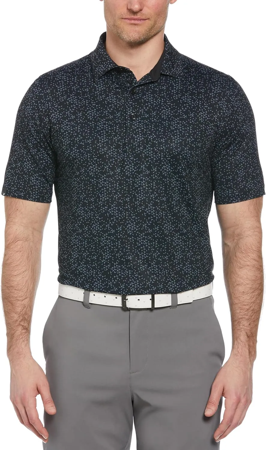 Callaway Men's Chevron Print Short Sleeve Golf Polo, Moisture-Wicking, Stretch, Lightweight Recycled Fabric