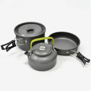 Camping Cookware Set Mess Kit, Backpacking Gear Cooking Equipment, Portable Non Stick Pot Pan Cook for Hikers or Backpackers.