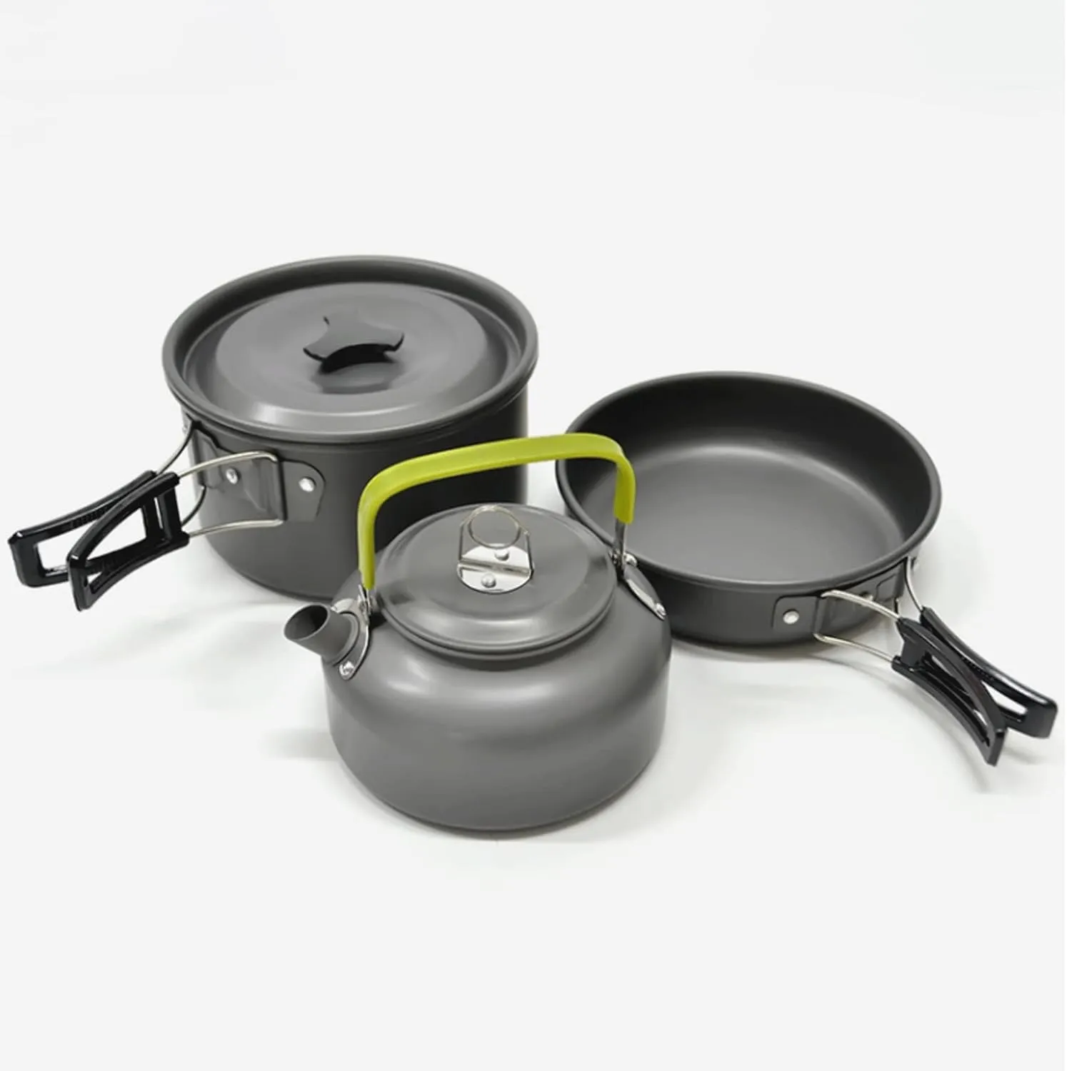 Camping Cookware Set Mess Kit, Backpacking Gear Cooking Equipment, Portable Non Stick Pot Pan Cook for Hikers or Backpackers.