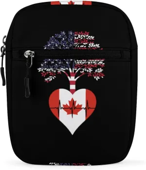 Canada US Root Heartbeat Mini Crossbody Bag Shoulder Bag Small Messenger Bag Unisex