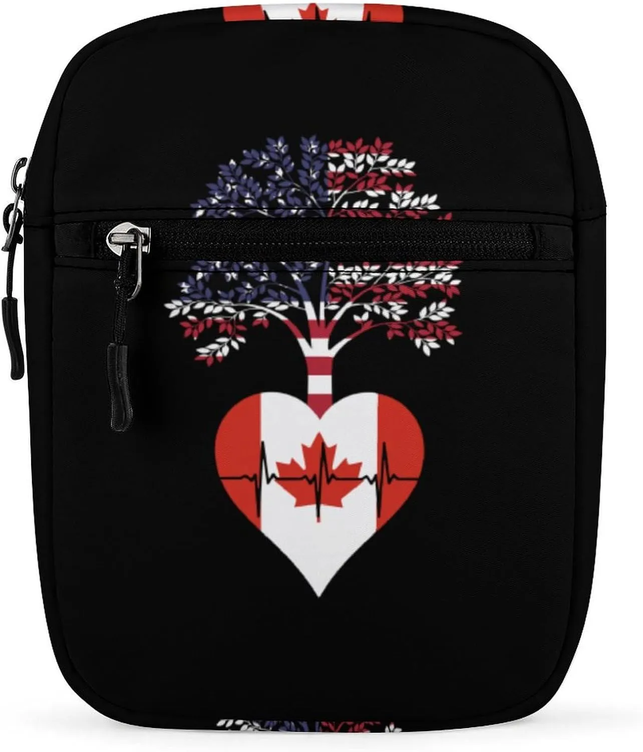Canada US Root Heartbeat Mini Crossbody Bag Shoulder Bag Small Messenger Bag Unisex