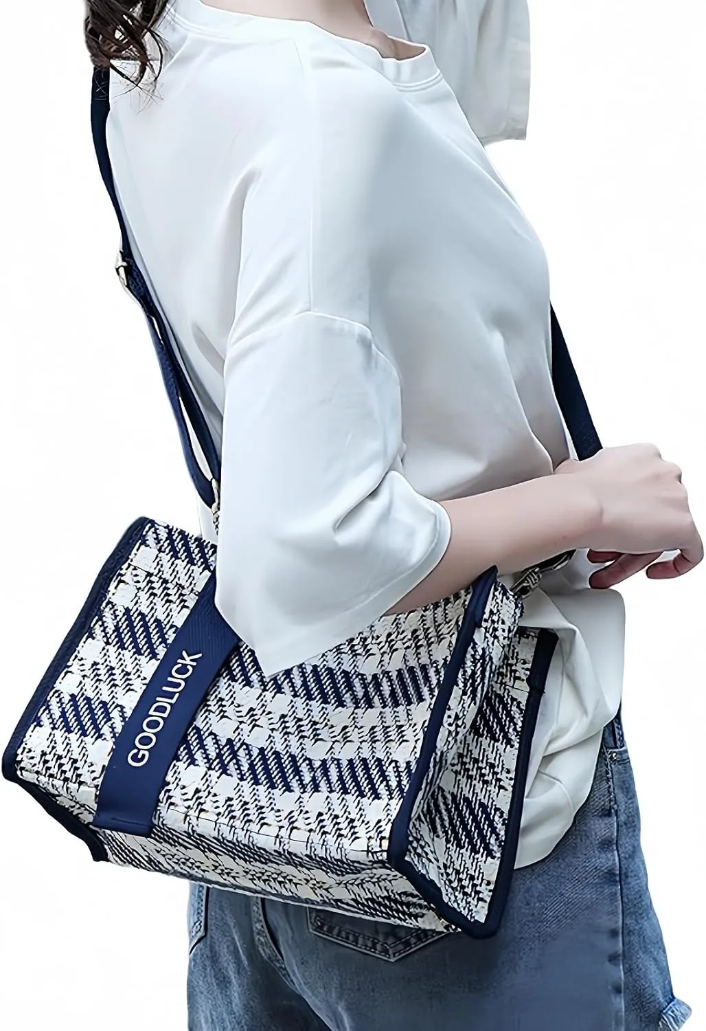 Canvas Crossbody Shoulder Bag for Women, Sling Tote with Handles & Removable Strap, Fanny Pack Travel Handbag