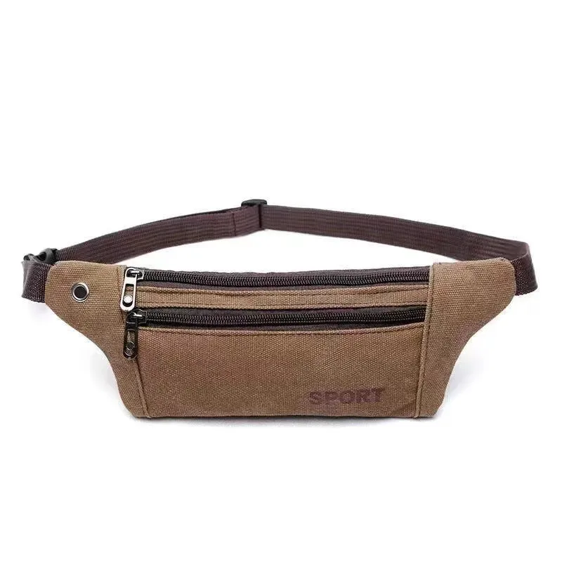 Canvas fanny pack multi-functional sports mobile phone bag