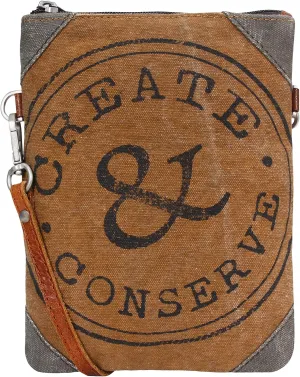 Canvas Handbag for Women | Zipper Bag | Crossbody Bag | Stylish Vintage Recycled Upcyled Bags Women (Brown-Create Coserve)