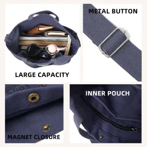 Canvas Tote Bag For Women inside out bag Crossbody Handbag with Adjustable Strap and Coin Purse for Work,Travel,Grocery