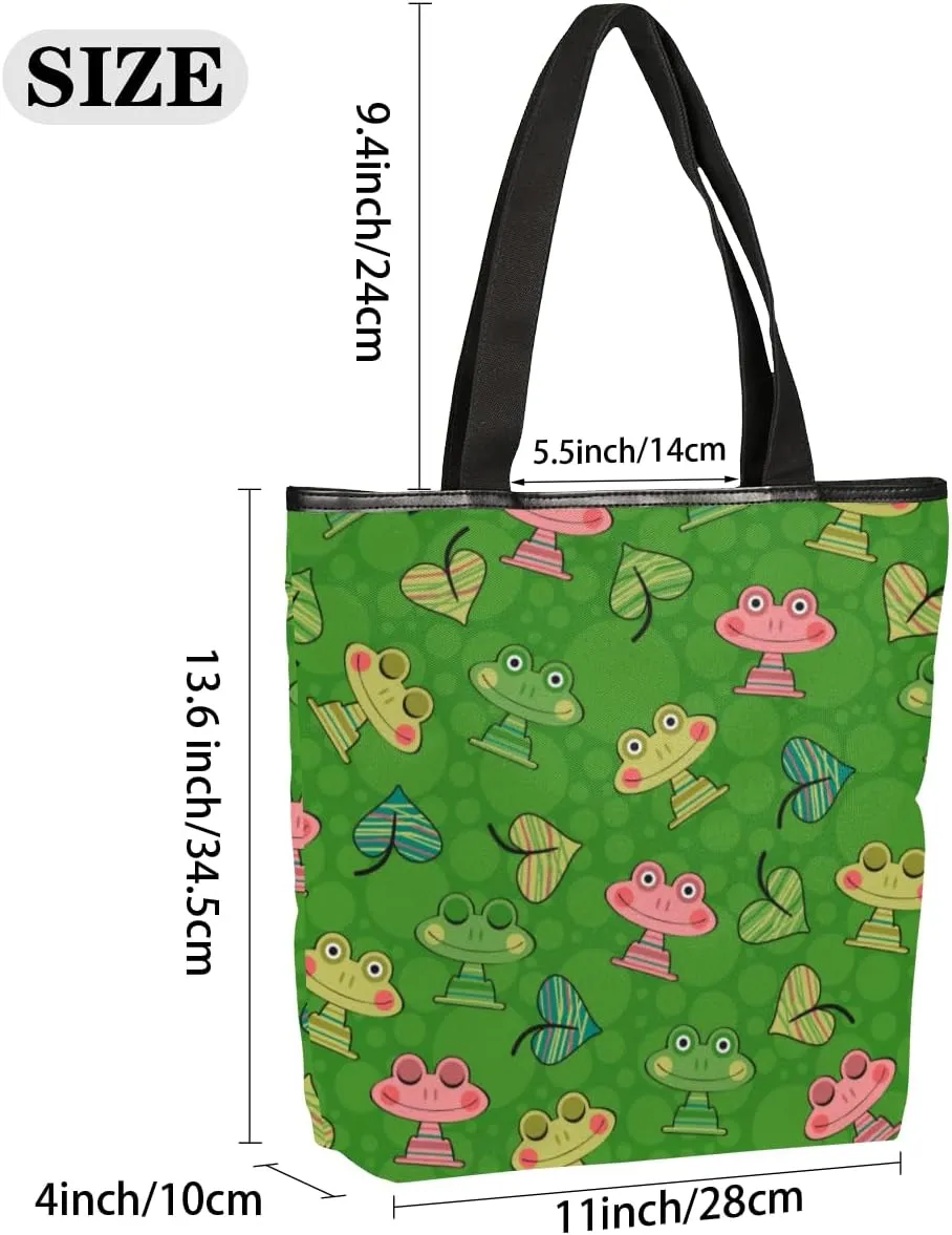 Canvas Tote Bag for Women with Zipper Large Capacity Bags with Inner Pocket Beach Bags Reusable Grocery Tote Bags
