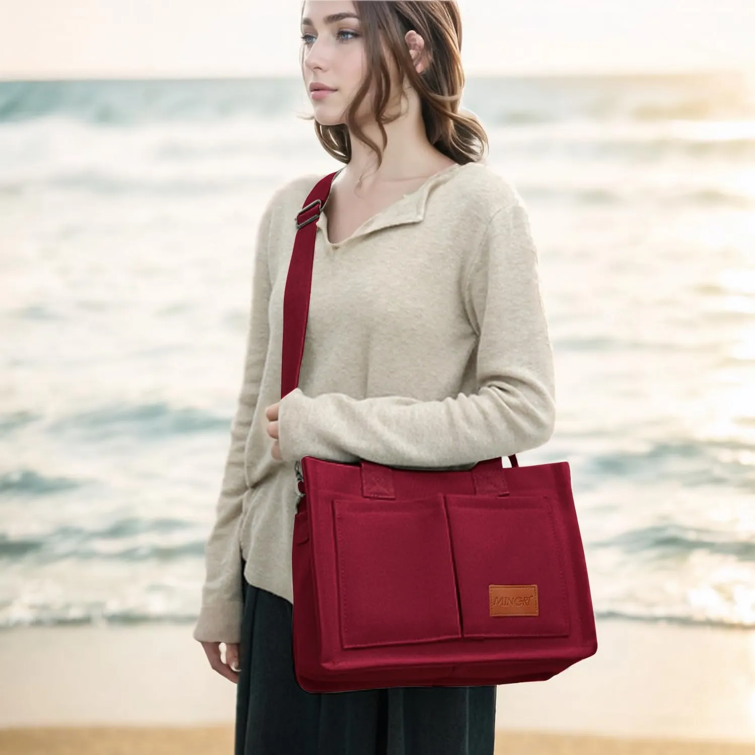 Canvas Tote Bag for Women,Large Totes Bags with Pockets,Womens Crossbody Purse Handbags for Travel Work Gift,2 Sizes