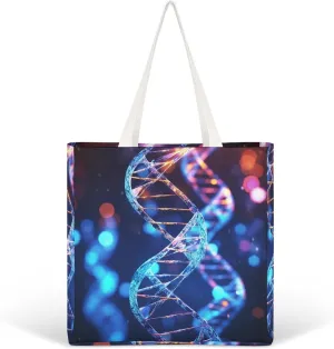 Canvas Tote Bag Lightweight Reusable Tote Handbag DNA Genetic Helix Shoulder Bag Grocery Shopping Bag