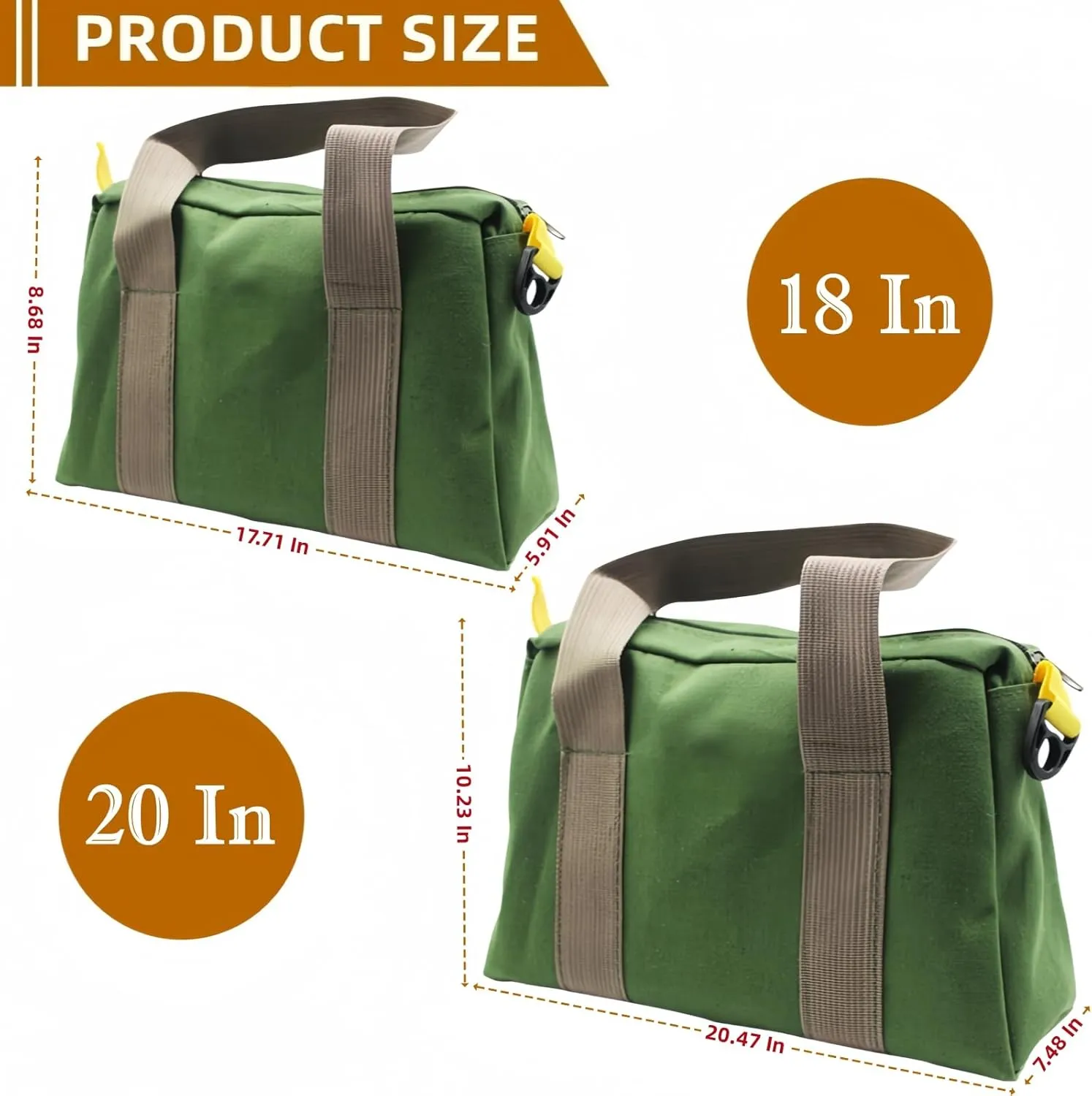 Canvas Wide Mouth Tool Bag, Large Capacity Tool Bags for Men, Portable Home Tool Organizer for Storage Handbag for Screwdrivers, Wrench, Plier, Nails, Pliers Repair Hand Tools (20 Inch)