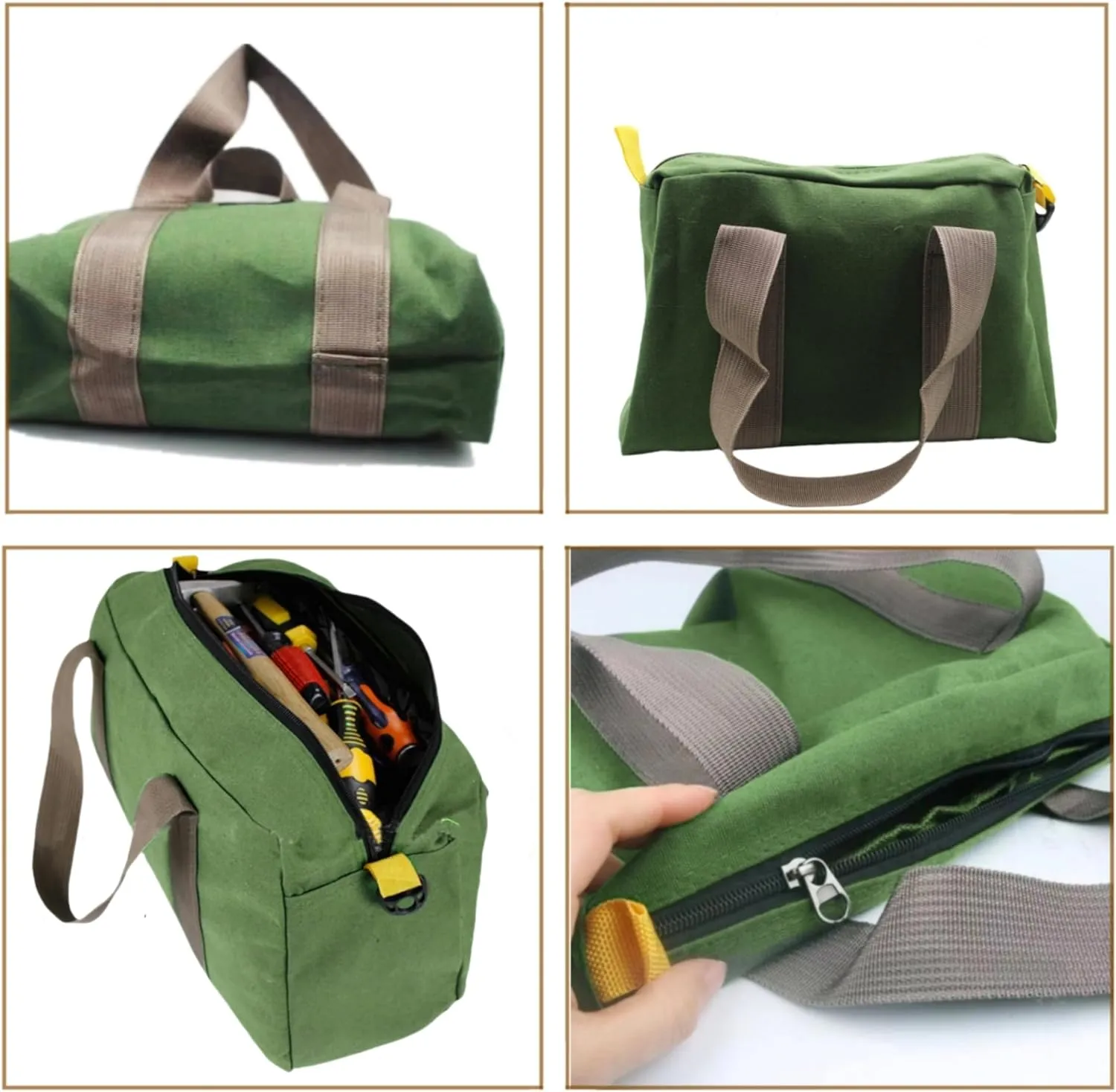 Canvas Wide Mouth Tool Bag, Large Capacity Tool Bags for Men, Portable Home Tool Organizer for Storage Handbag for Screwdrivers, Wrench, Plier, Nails, Pliers Repair Hand Tools (20 Inch)