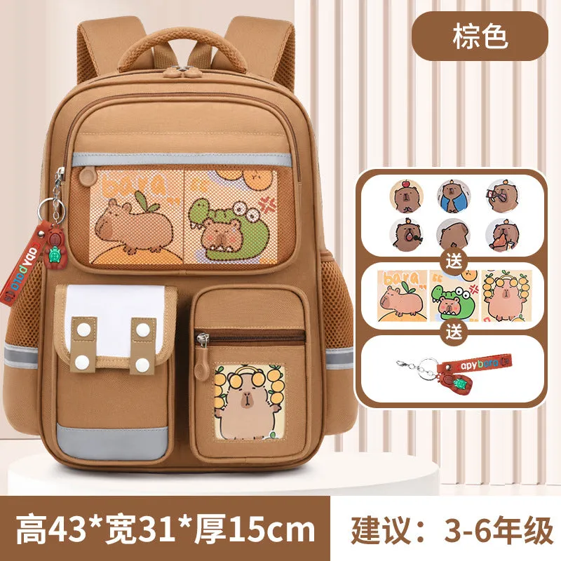Capibara Kids’ Cartoon Schoolbag – Spine Safe Backpack