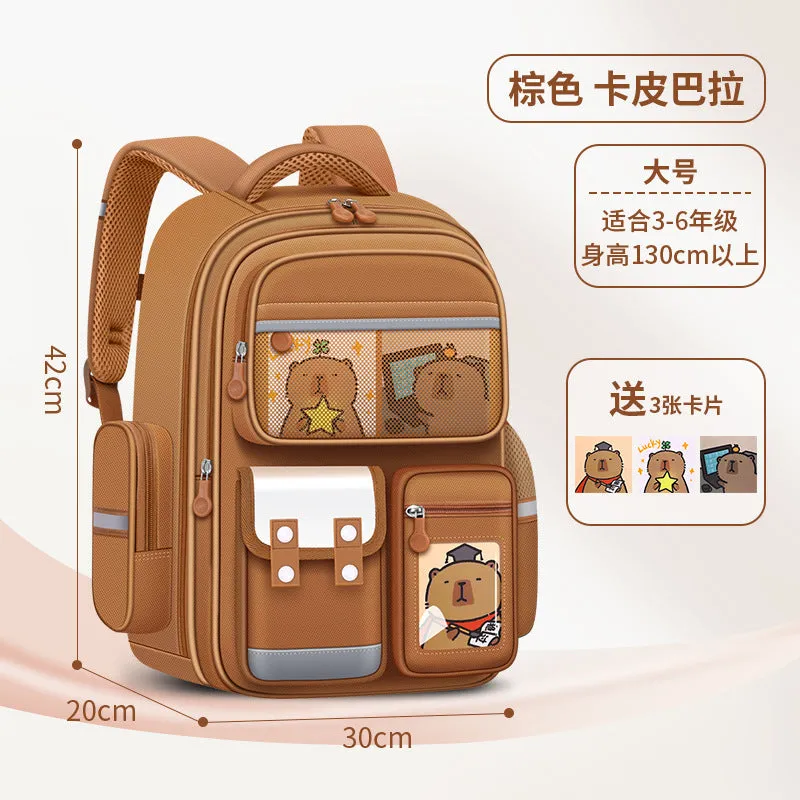 Capibara Kids’ Cartoon Schoolbag – Spine Safe Backpack
