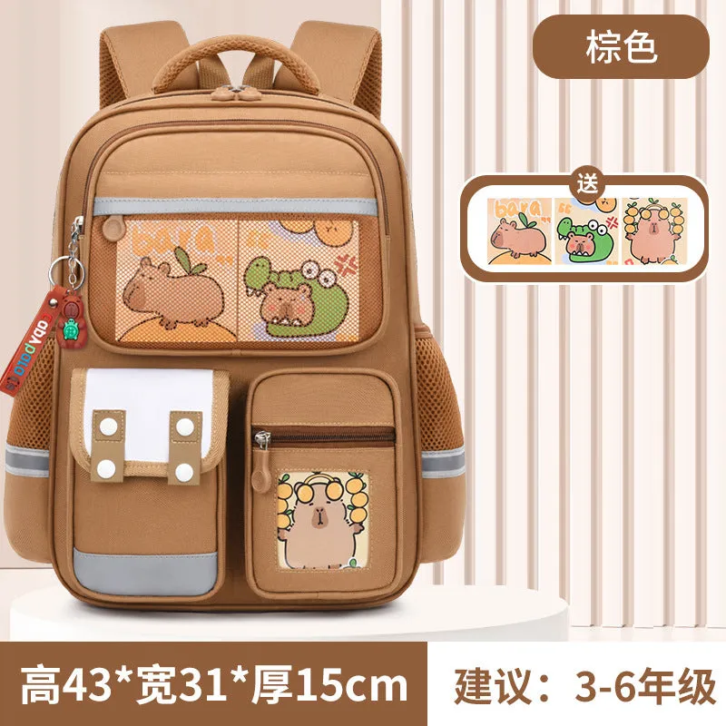 Capibara Kids’ Cartoon Schoolbag – Spine Safe Backpack