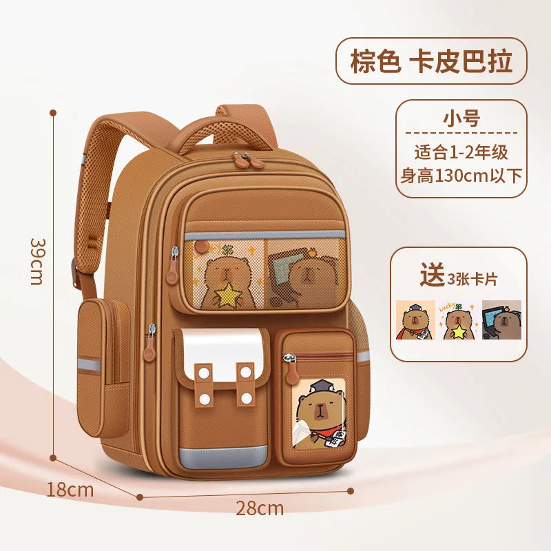 Capibara Kids’ Cartoon Schoolbag – Spine Safe Backpack