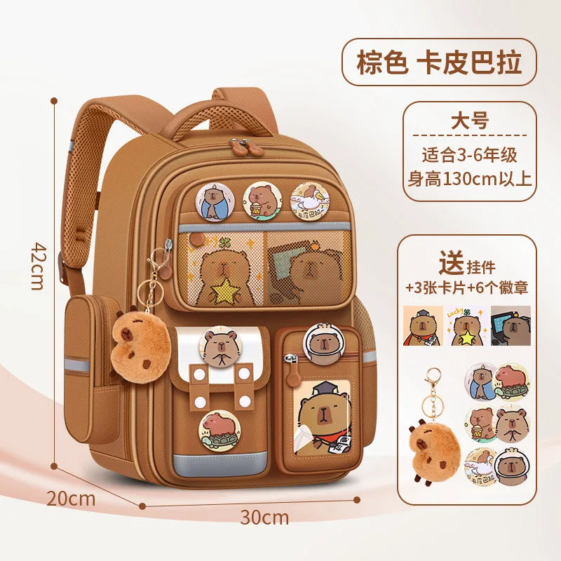 Capibara Kids’ Cartoon Schoolbag – Spine Safe Backpack