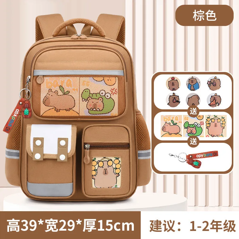 Capibara Kids’ Cartoon Schoolbag – Spine Safe Backpack