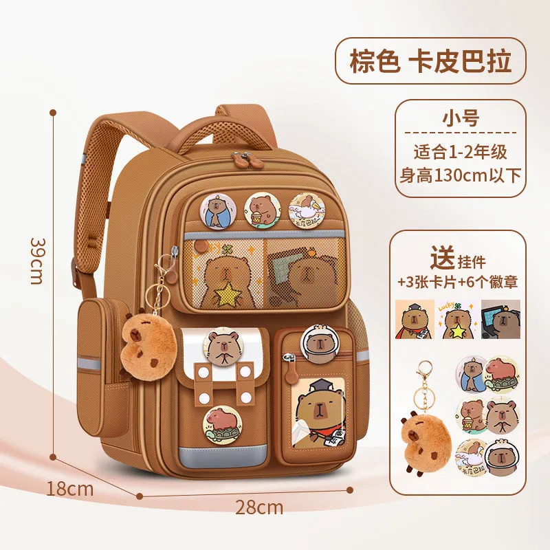 Capibara Kids’ Cartoon Schoolbag – Spine Safe Backpack