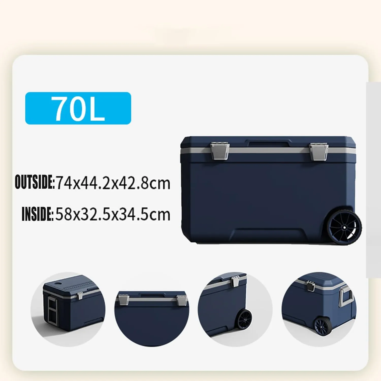 Car Camping Coolers for Chrysler Lebaron (J-Body)/New Yorker/Newport/PT Cruiser, Waterproof Portable Cooler, Leak Proof Picnic Insulated Bag, Ultra-Light Premium Ice Chest Box,C-Blue-70L