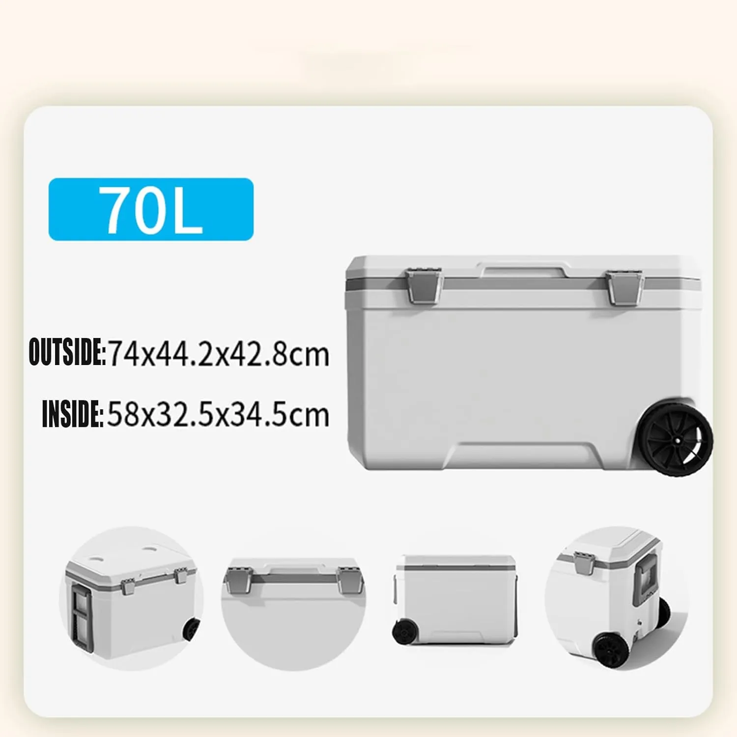 Car Camping Coolers for Leon Seat 2013-2024, Waterproof Portable Cooler, Leak Proof Picnic Insulated Bag, Ultra-Light Premium Ice Chest Box,B-White-70L