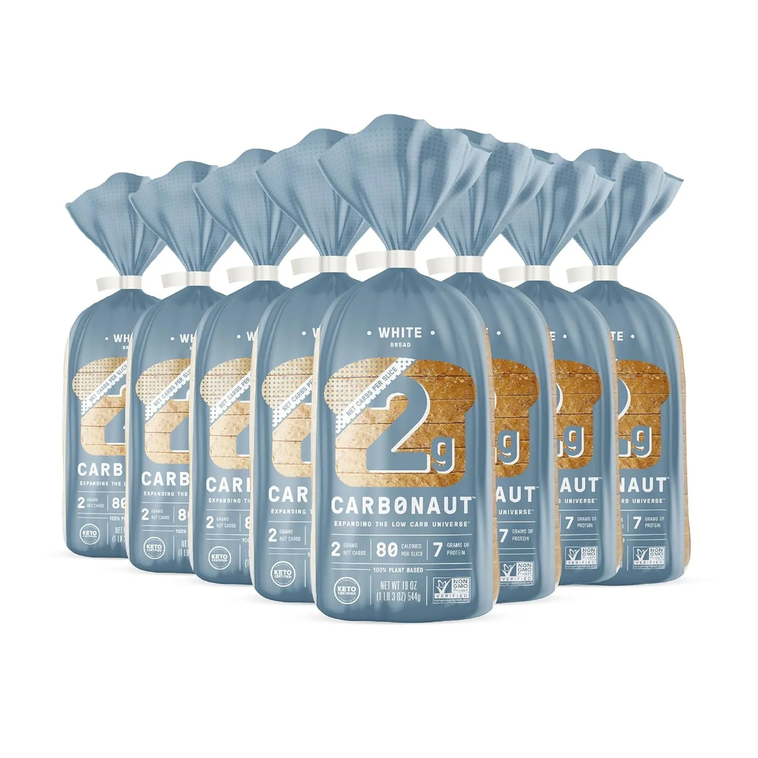Carbonaut Low Carb Bread, Keto Bread, Keto-Certified Food, Snack, Meals, Non-GMO, Vegan Bread Pack of 8 (Low Carb White)
