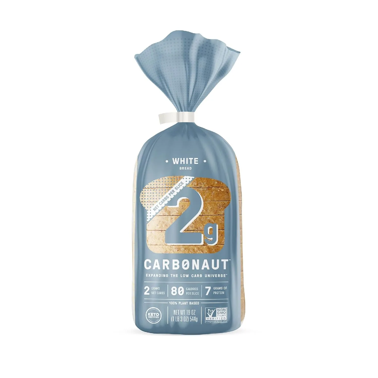 Carbonaut Low Carb Bread, Keto Bread, Keto-Certified Food, Snack, Meals, Non-GMO, Vegan Bread Pack of 8 (Low Carb White)