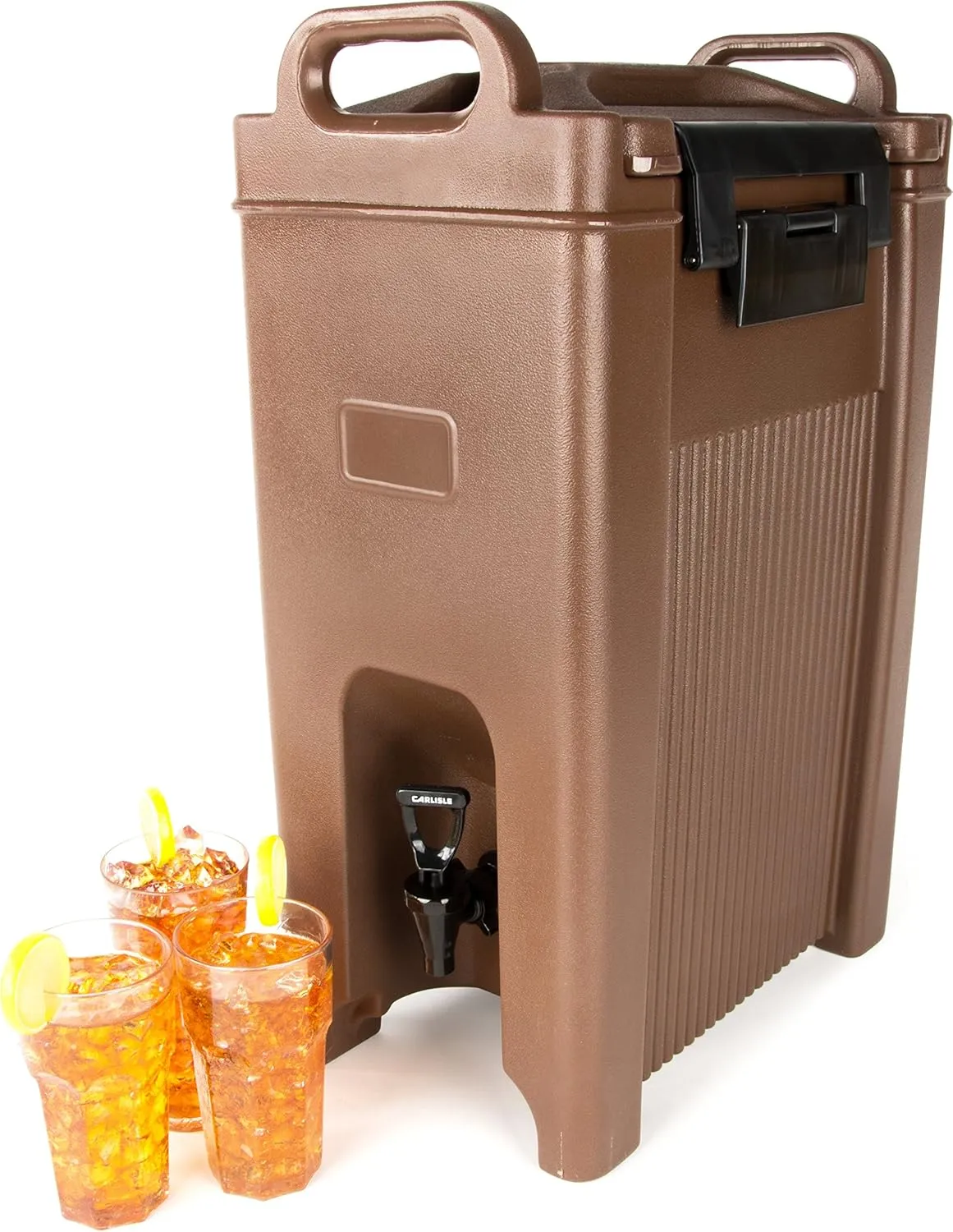 Carlisle FoodService Products 5-Gallon Insulated Beverage Dispenser, Cateraide, Food-Grade with Handles, Rugged PE Shell with PU Insulation for Coffee, Tea and Hot or Cold Drinks, Brown - Made in USA