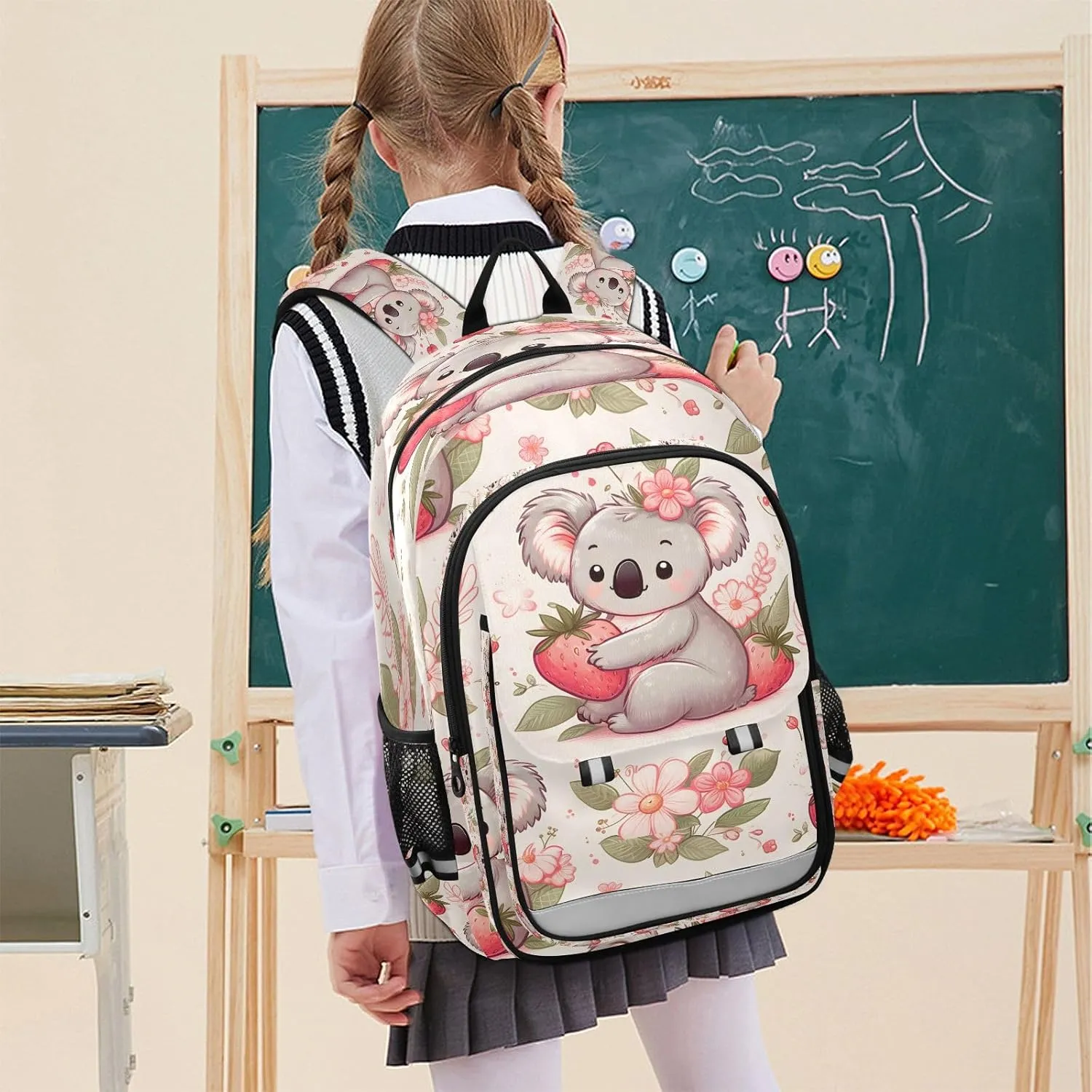 Cartoon Koala Strawberry Backpack for Boys Girls Students Bookbag School Daypack, A01E23034