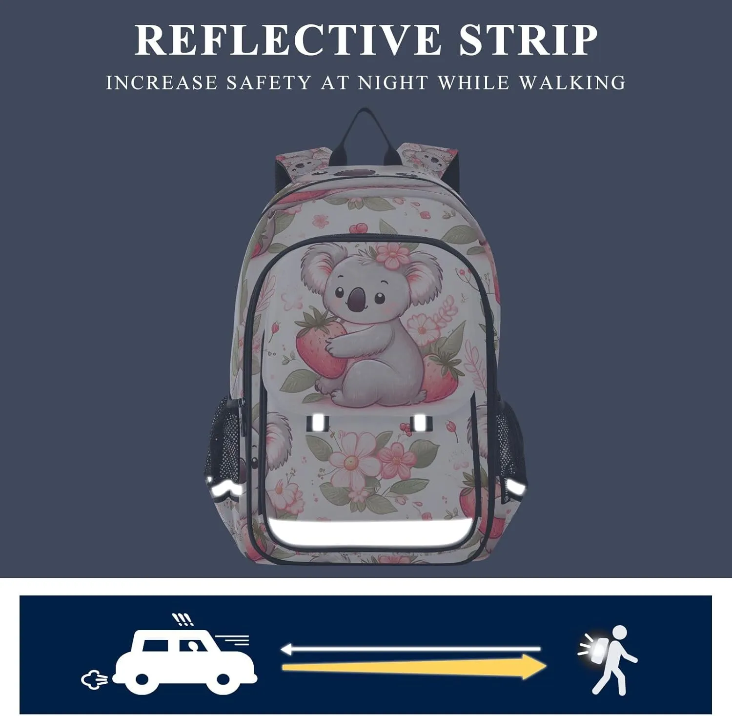 Cartoon Koala Strawberry Backpack for Boys Girls Students Bookbag School Daypack, A01E23034