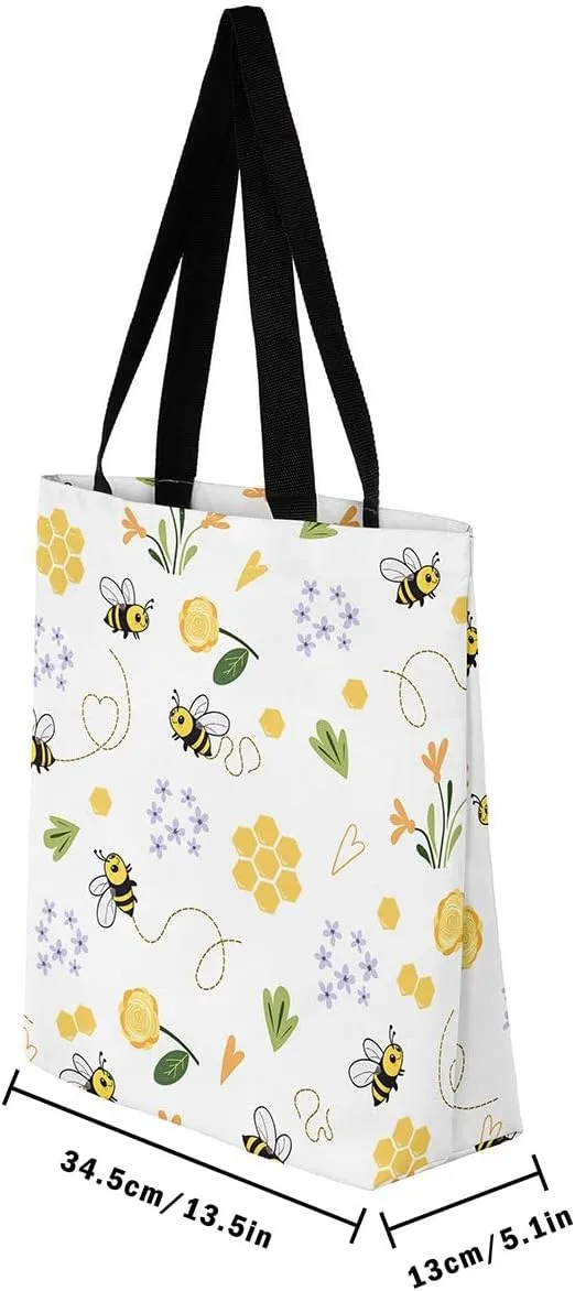Cartoon Milk Cow Canvas Tote Bag Lovely Farm Animal Kawaii Beach Bag,Strawberry Flowers Handbag for Women