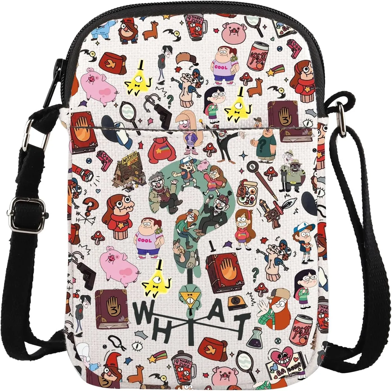 Cartoon Movie Inspired Crossbody Bag Waddles Pig Lover Gift Mabel & Dipper Twins Grocery Bag Bill Fans Gift