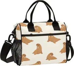 Cartoon Walrus Lunch Bag Insulated Lunch Tote Bags Cooler Lunch Box Food Container for Men Women Adults